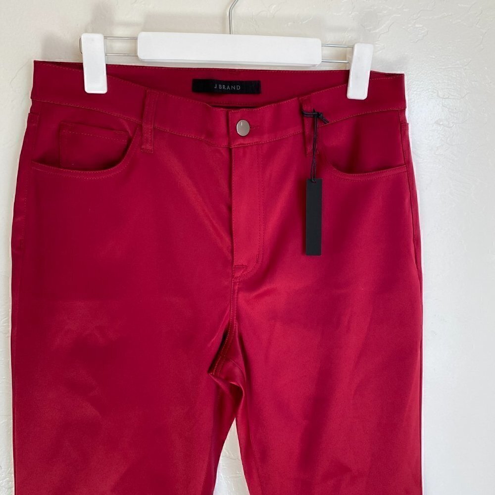 J BRAND Valentina Flared Satin Pants In Opium Red Size 31 NWT - Picture 5 of 11
